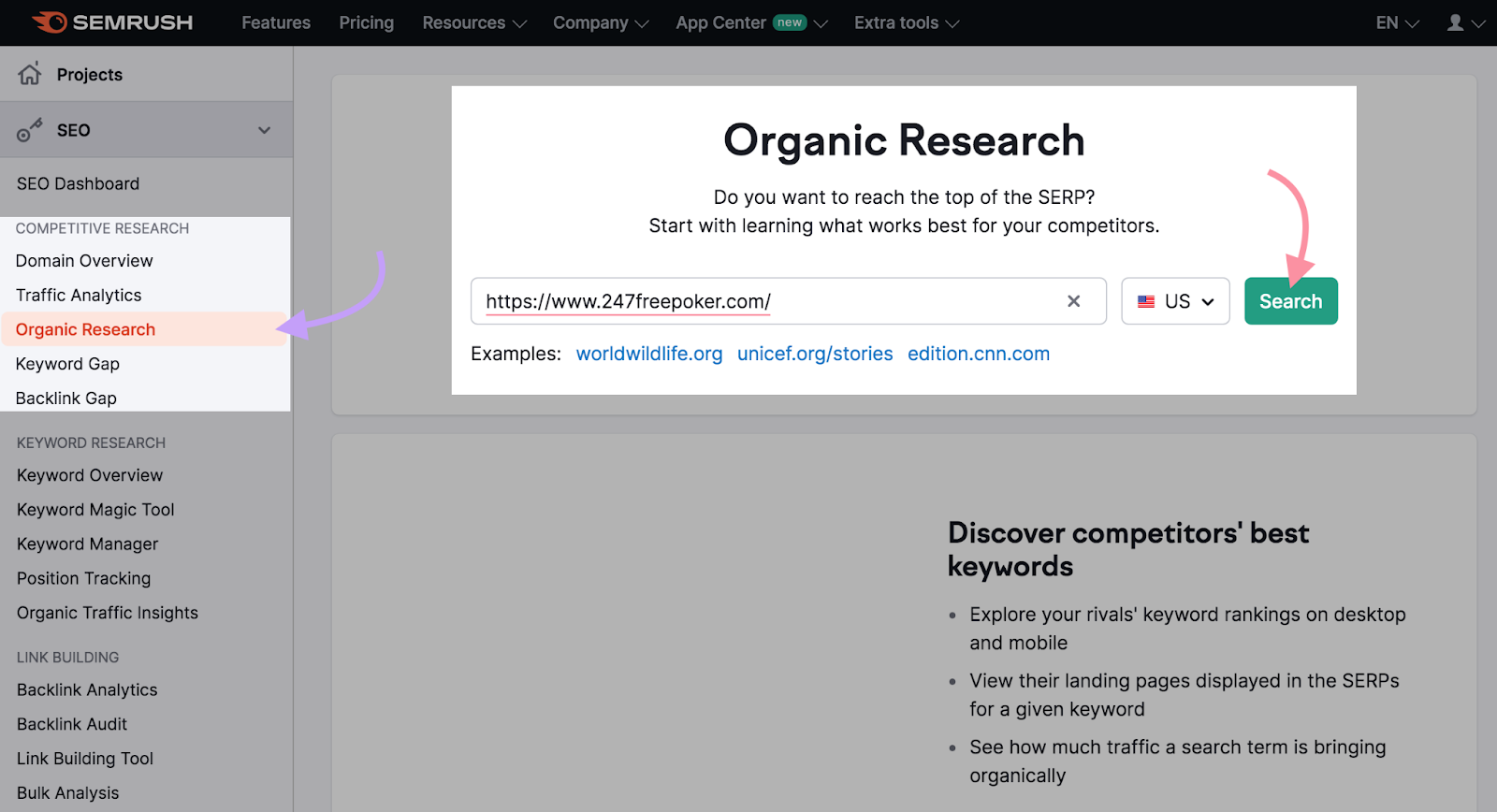 Organic Research tool